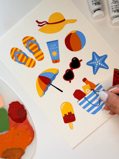 Ready for the Beach- Gouache Painting Kit