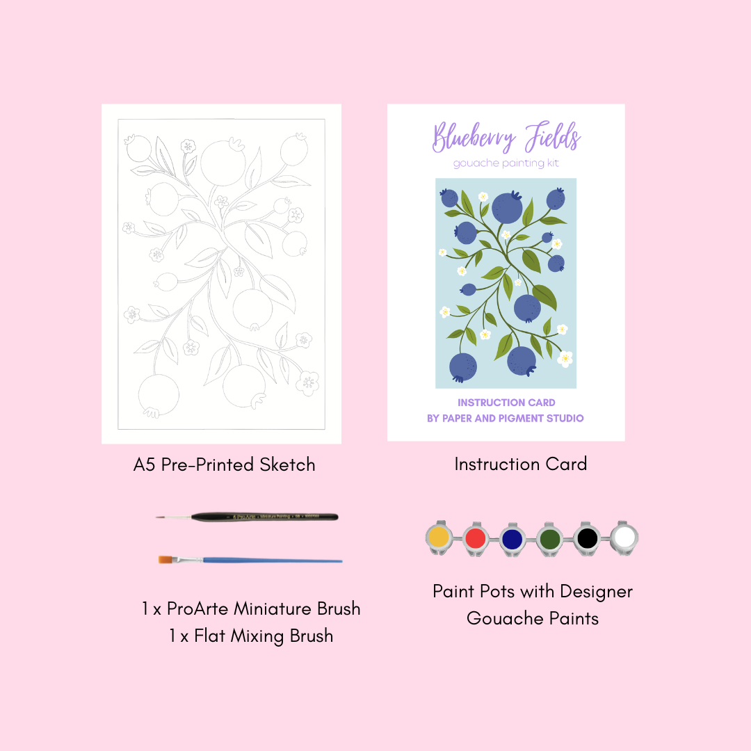 Blueberry Fields- Gouache Painting Kit