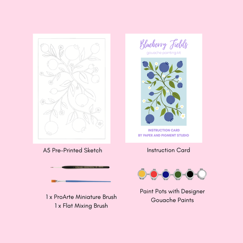 Blueberry Fields- Gouache Painting Kit